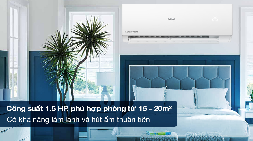 Máy lạnh Aqua Inverter 1.5 HP AQA-RV13QA - Công suất 1.5 HP phù hợp diện tích phòng từ 15 - 20m2