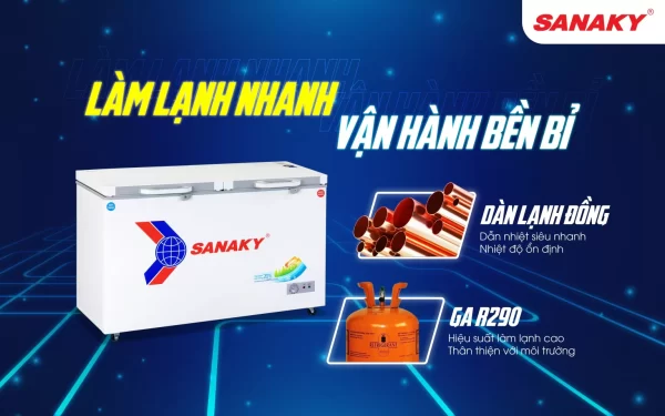 Dàn lạnh đồng, Gas R290 trên tủ đông VH-5699W2K