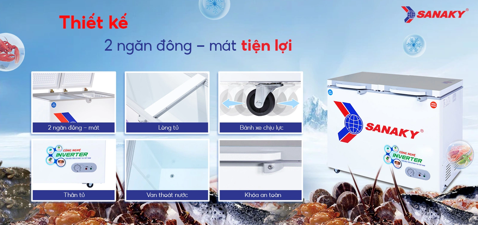 Thiết kế 2 ngăn đông - mát tiện lợi