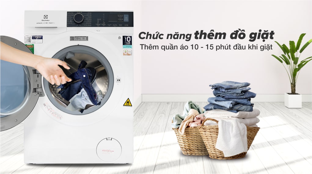 Máy giặt sấy Electrolux Inverter 9 kg EWW9024P5WB-Tiện lợi thêm đồ vào máy giặt khi đang hoạt động