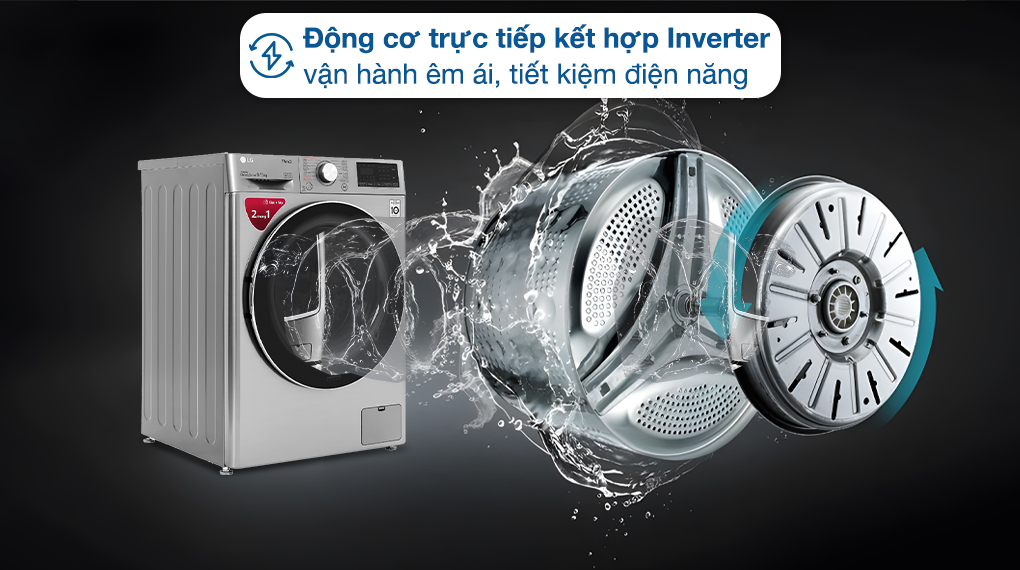 Máy giặt sấy LG Inverter 9 kg FV1409G4V - Công nghệ Inverter