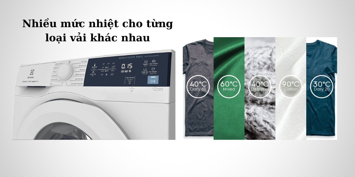 Nhiều mức nhiệt cho từng loại vải khác nhau