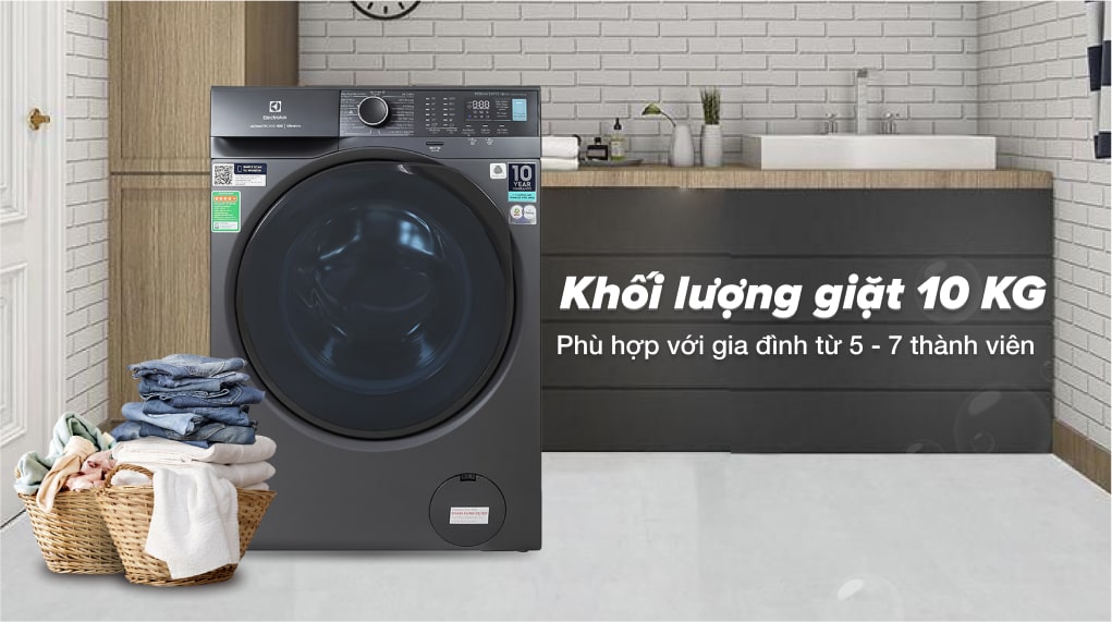 Máy giặt Electrolux Inverter 10 kg EWF1024P5SB - Khối lượng giặt 10 kg