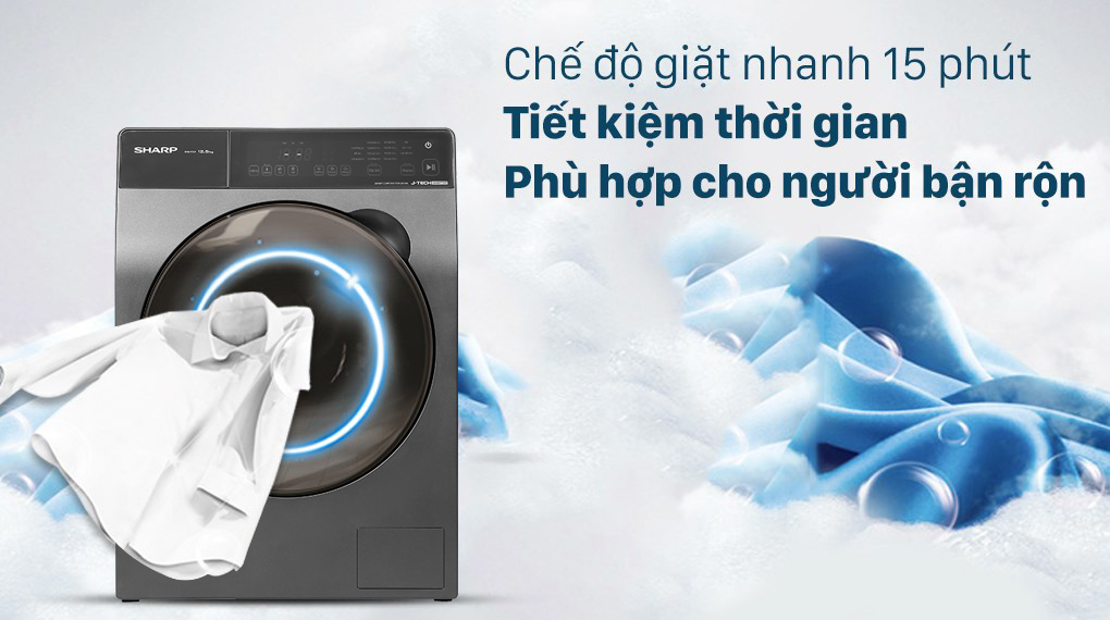 Máy giặt Sharp Inverter 12.5 Kg ES-FK1252PV-S - Chế độ giặt nhanh