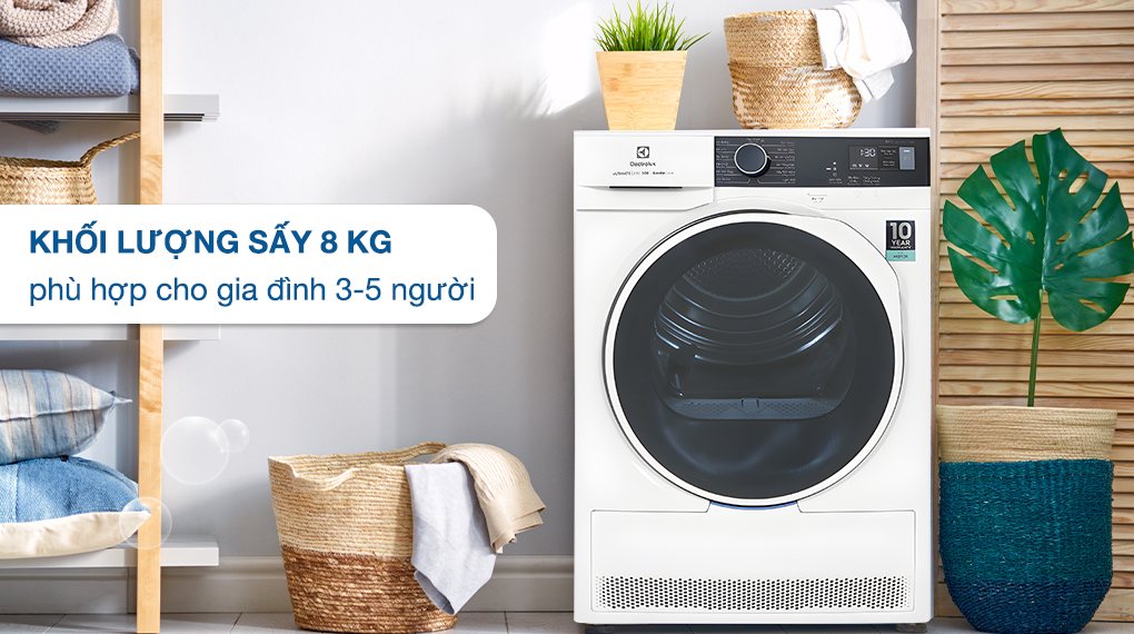 Máy sấy bơm nhiệt Electrolux 8 kg EDH804H5WB
