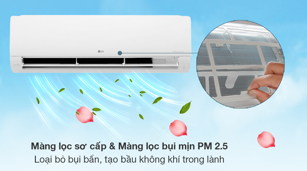 Máy lạnh LG Inverter 2 HP V18WIN - Màng lọc sơ cấp và màng lọc bụi mịn PM 2.5 tạo bầu không khí trong lành cho căn phòng