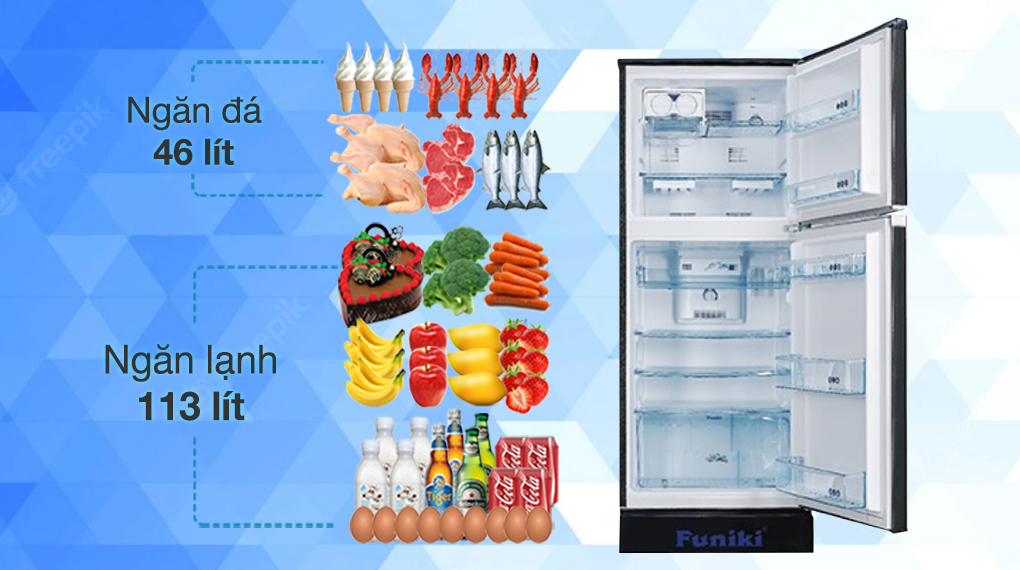 Tủ lạnh Funiki 159 lít FR-166ISU - Dung tích ngăn đá 46 lít, ngăn lạnh 113 lít