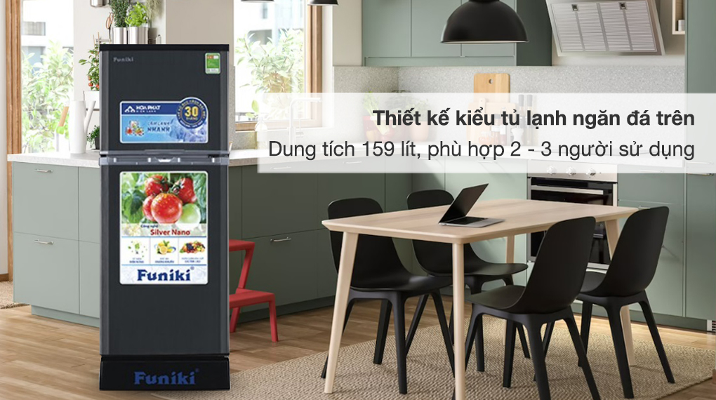 Tủ lạnh Funiki 159 lít FR-166ISU - Kiểu tủ lạnh ngăn đá trên, dung tích 159 lít, phù hợp cho 2 - 3 người sử dụng