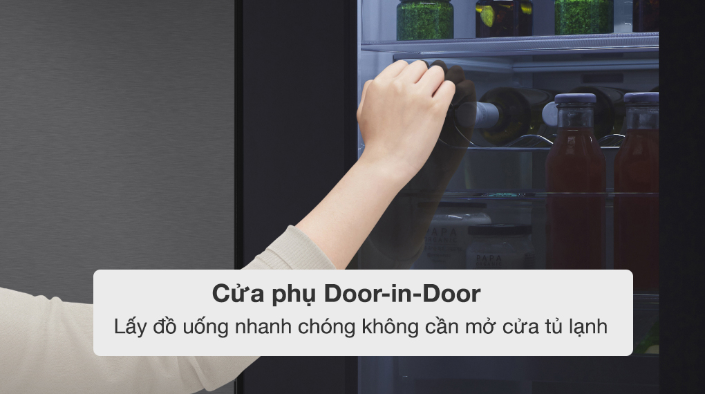 Tủ lạnh LG Inverter 655 lít GR-Q257MC - Cửa phụ Door in Door giúp lấy đồ uống nhanh chóng không cần mở cửa chính