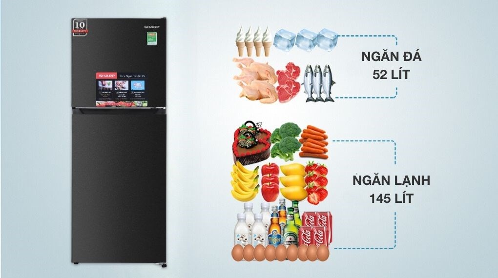 Tủ lạnh Sharp Inverter 197 lít SJ-X215V-DG - Dung tích sử dụng